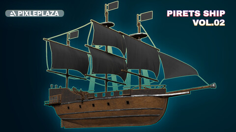 Pirate Ship with Interior, Props, Guns,   - Vol 2