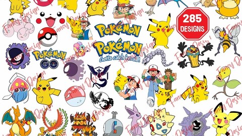 285 Pokémon SVG Bundle, Pokemon Vector SVG files, Pokemon Go Anime Illustrations, Pikachu SVG, TV Show Illustrations