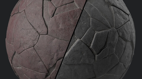 Pavement Materials 74- Brush Rock Stone Paving | Sbsar Pbr 4k Seamless