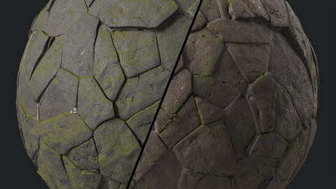 Pavement Materials 75- Brush Rock Stone by Mossy | Sbsar Pbr 4k Seamless