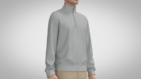 Men Quarter-zip Sweater, Marvelous Designer, Clo +obj, fbx