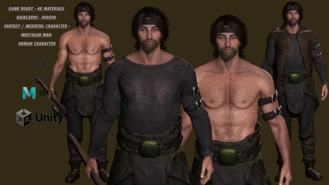 AAA 3D REALISTIC MALE CHARACTER - FANTASY MEDIEVAL MUSCULAR MAN 02