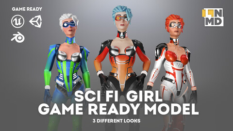 LOW POLY GAME READY SCI Fi GIRL CHARACTER (UNITY/ UNREAL) 3D model