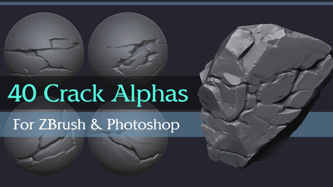 40 Stylized Crack Alphas (Zbrush, Photoshop) [CRACKS Vol. 2]
