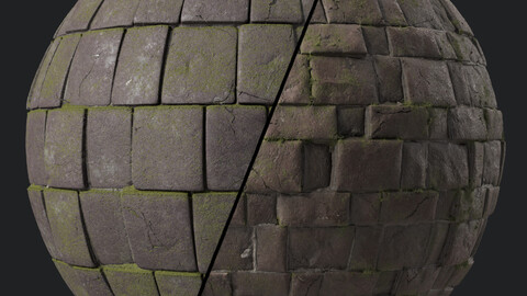 Stone Wall Materials 69- Slat Tiling By Mossy | Sbsar Pbr 4k Seamless