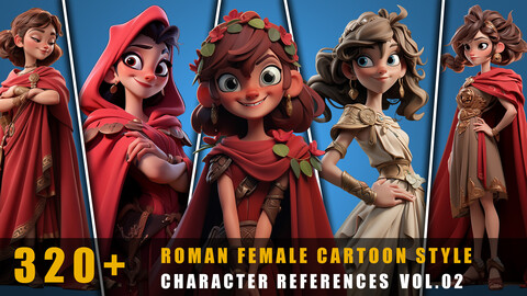 320+ Roman Female Cartoon Style - Character References Vol.02