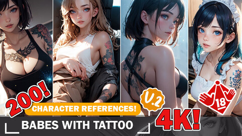 Tattoo Beauties - Version 2 200 Breathtaking |4K Reference Images