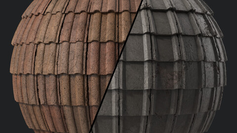 Roof Tile Materials 66- Concrete Roofing by Sbsar generator | Seamless, Pbr, 4k