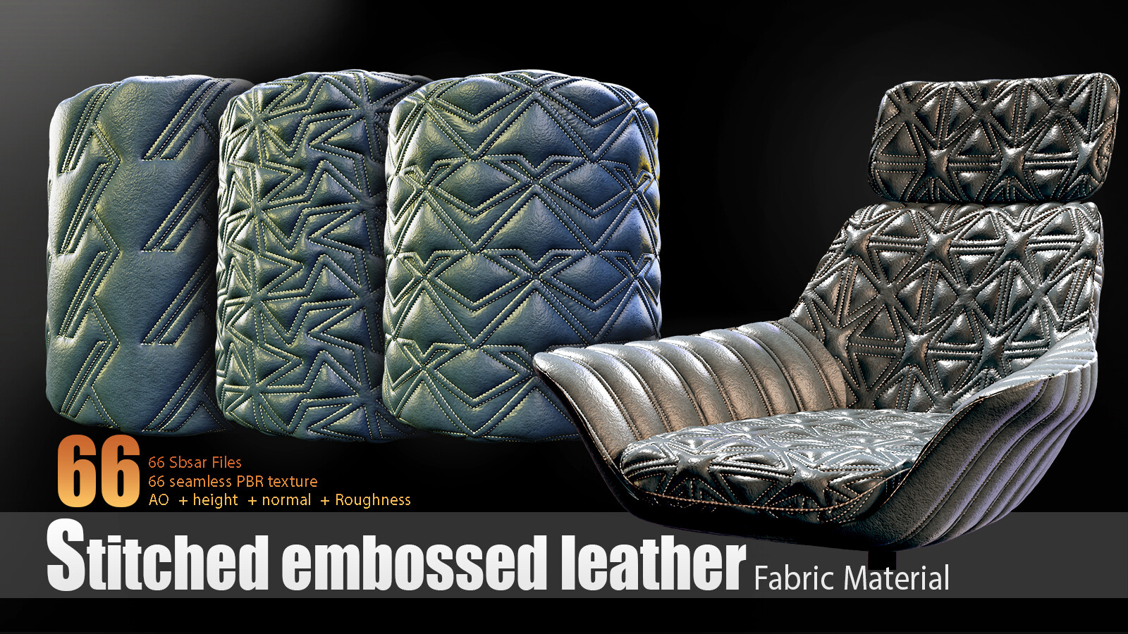 ArtStation - Leather Materials 17- Stitched leather, Pbr 4k Seamless