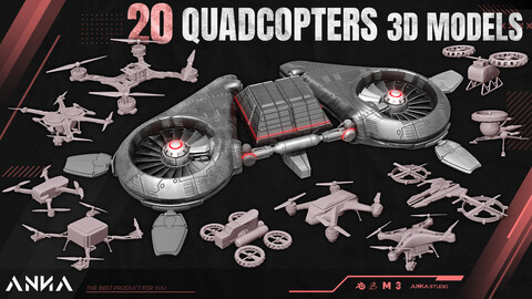 20 Quadcopters 3D Models