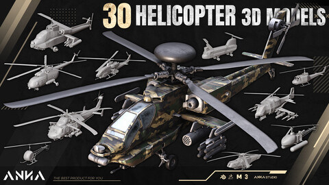 30 Helicopters 3D Models