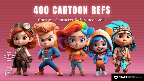 400 Cartoon Characters - Reference Pack Vol.1