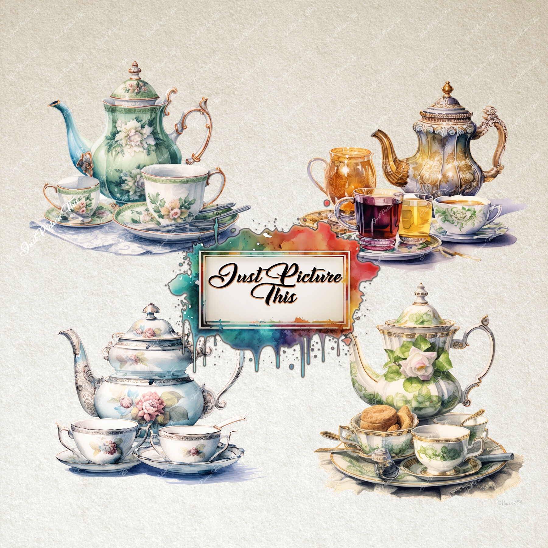 6 Vintage Teapots, Tea Kettle Clip Art, Tea Pot Clipart, Tea Pot Clipart By  Digital Download Shop