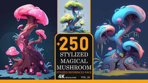 Stylized Magical Mushroom Vol.20-4K|Stylized References Pack