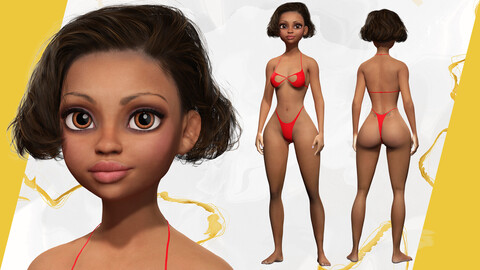 II 3D Afro-American Female Character Low-poly 3D model