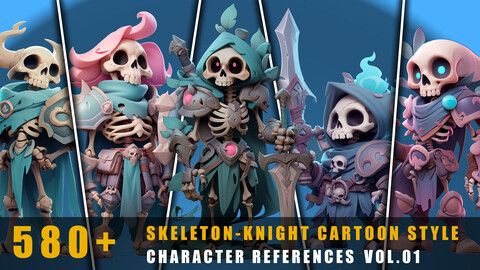 580+ Skeleton-Knight Cartoon Style - Character References Vol.01