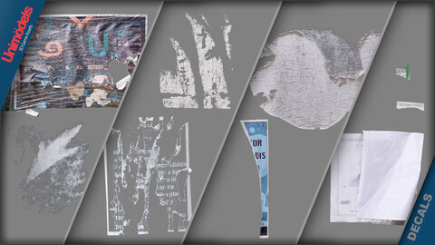 Decals torn paper Vol. 3 - Ideal for Photoshop and Substance painter - Normal map included