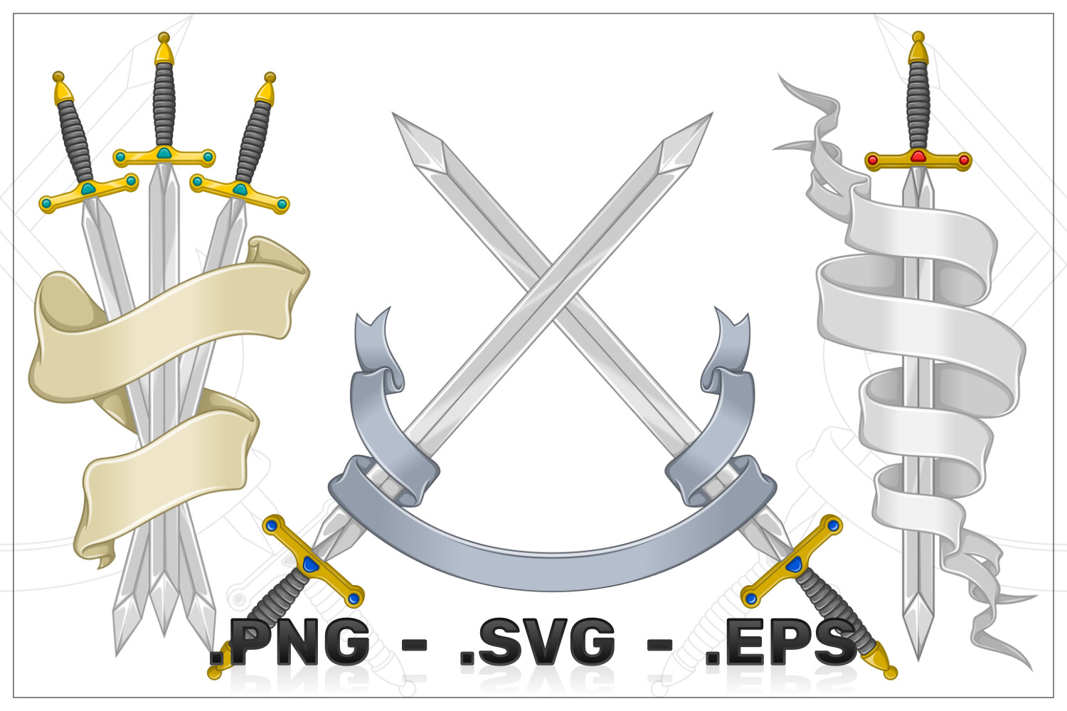 Crossed swords and a shield Royalty Free Stock SVG Vector