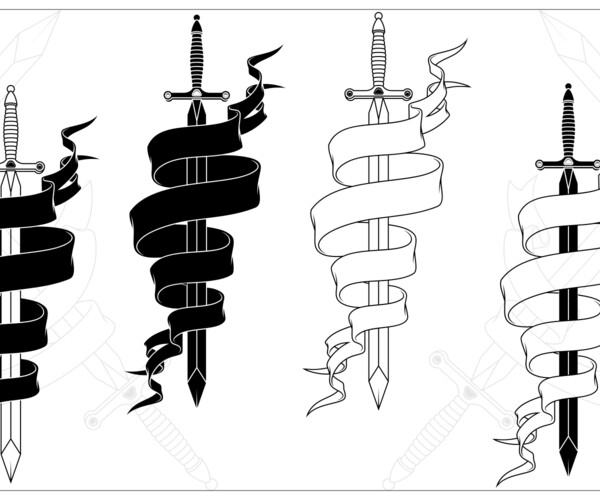 Artstation Vector Design Ancient Sword With Ribbon Artworks