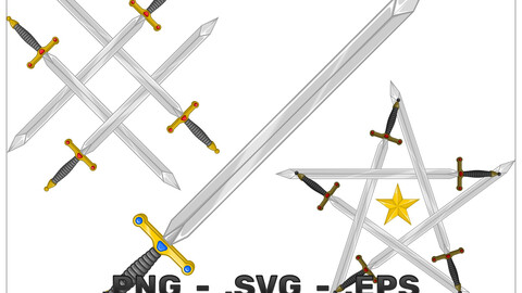 Vector Design Of Interlocked Medieval Swords