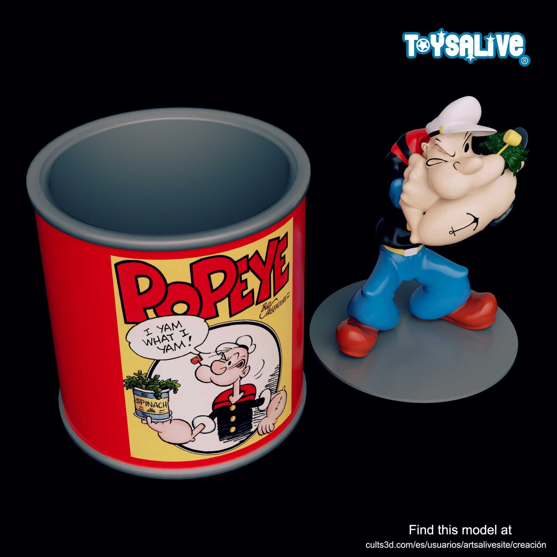 Artstation Popeye 3d Stl Figure And Can For Printing Resources 2485