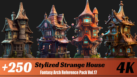 +250 Stylized Strange House | 4K | Fantasy Arch Reference Pack Vol.17