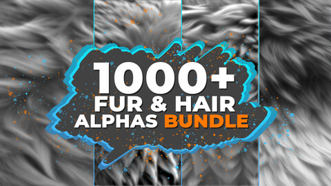 1000+ Fur & Hair Alphas (Displacement Maps) BUNDLE for ZBrush, Blender, Substance Painter