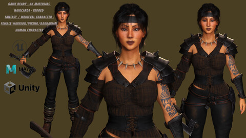 AAA 3D FANTASY MEDIEVAL CHARACTER - VIKING or BARBARIAN GIRL