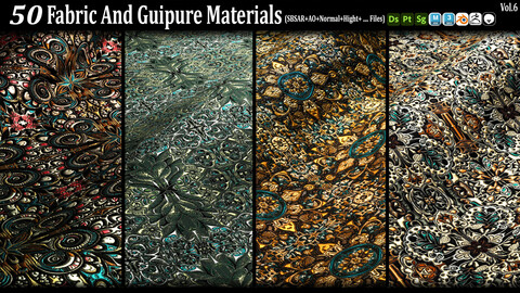 50 Fabric And Guipure Materials (SBSAR+AO+NRM+Hight+...) VOl.6