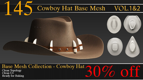 Cowboy Hat Base Mesh vol_01 & 2