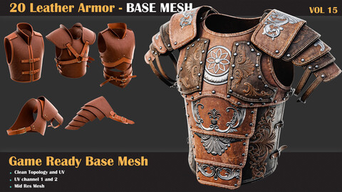 20 Leather Armor BASE MESH - VOL 15