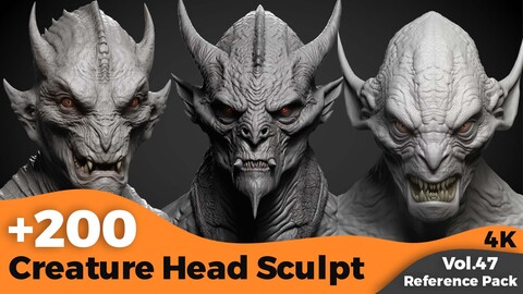 +200 Creature Head Sculpt Concept (4k)