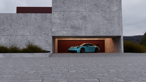 3D Blend - Custom Concept Car Environment - FBX ,OBJ,MTL,BLEND FILES