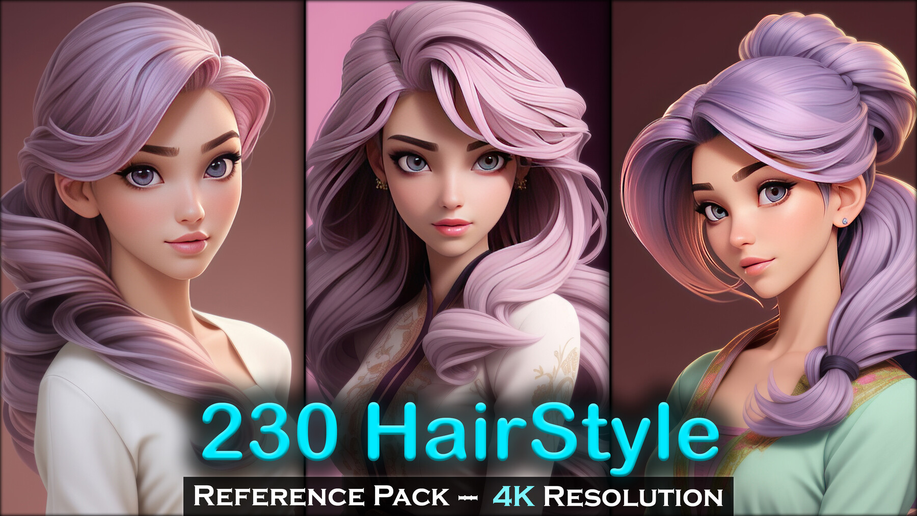 ArtStation - Anime Hairstyles Pack (9 types of hairstyles)