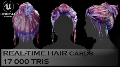 Realistic Hair-cards Low-poly Game-ready Hairstyle Bun