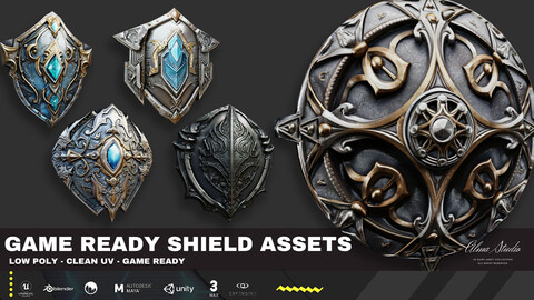 Alma Game Ready Shield Assets - Clean Topology - Clean Uv's - 50% Discount For This Week