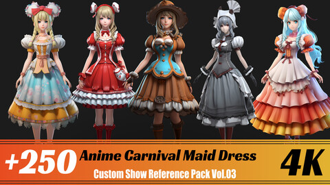 +250 Anime Carnival Maid Dress | 4K | Custom Show Reference Pack Vol.03