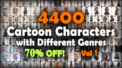 4400 Cartoon Characters with Different Genres (Full Body) Reference Pack | MEGA Bundle | 4K | v.1