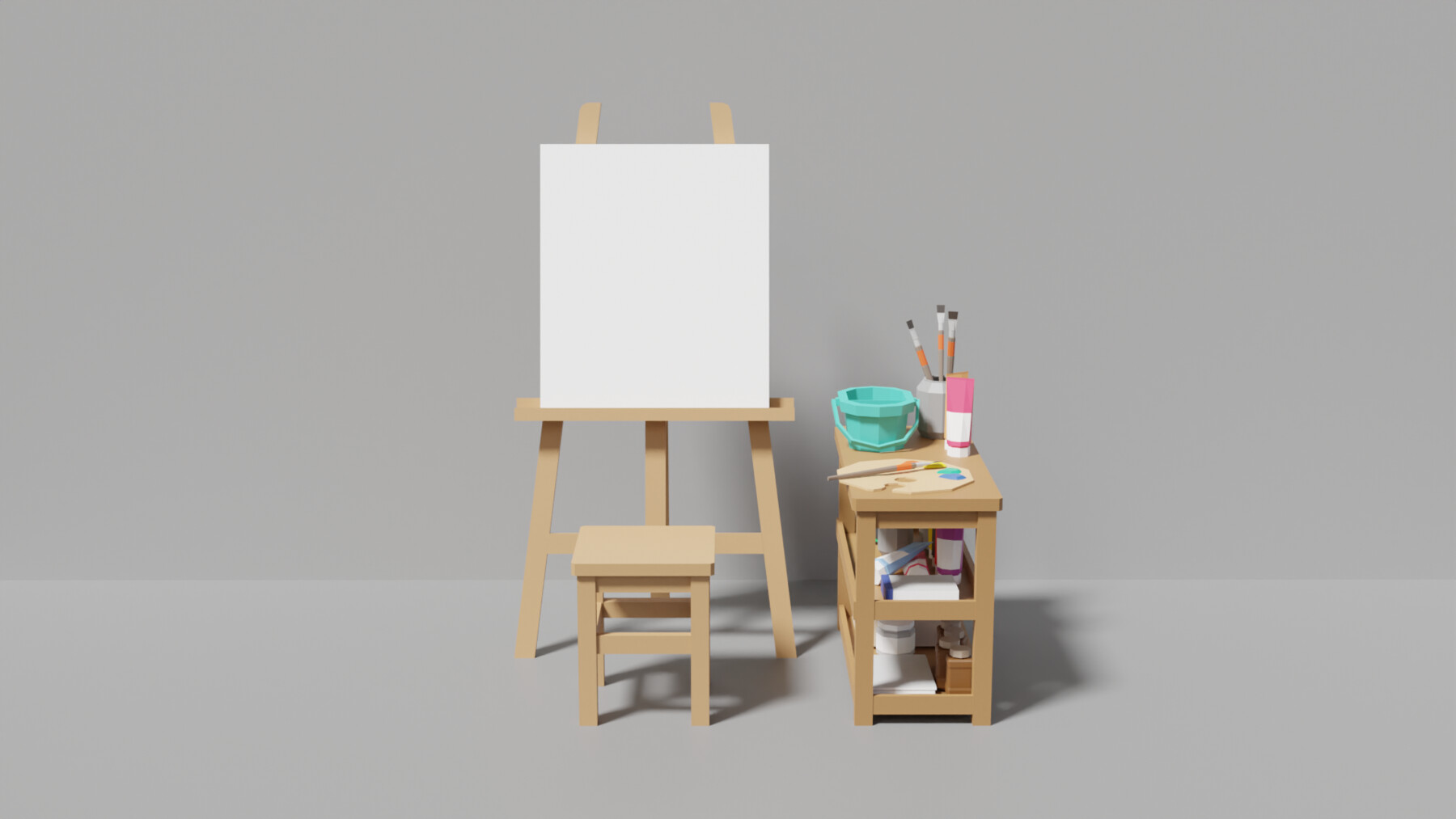 ArtStation - Interior design asset _ art supplies ( easel & deco )