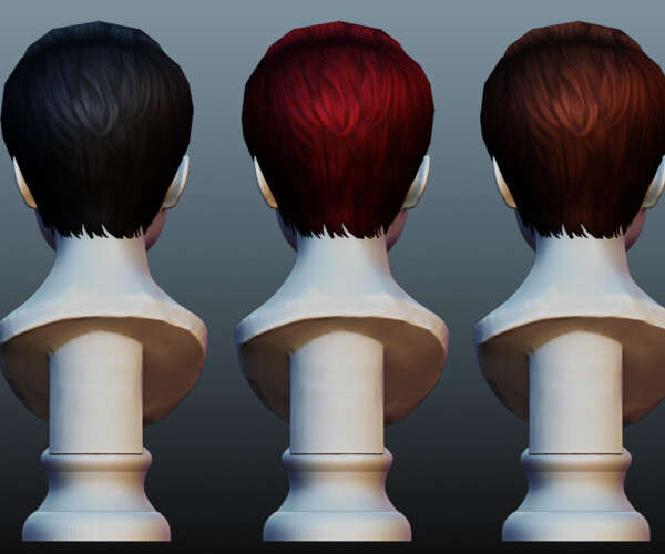 Female hair lowpoly 3 colors 3D Model $15 - .unknown .3ds .max