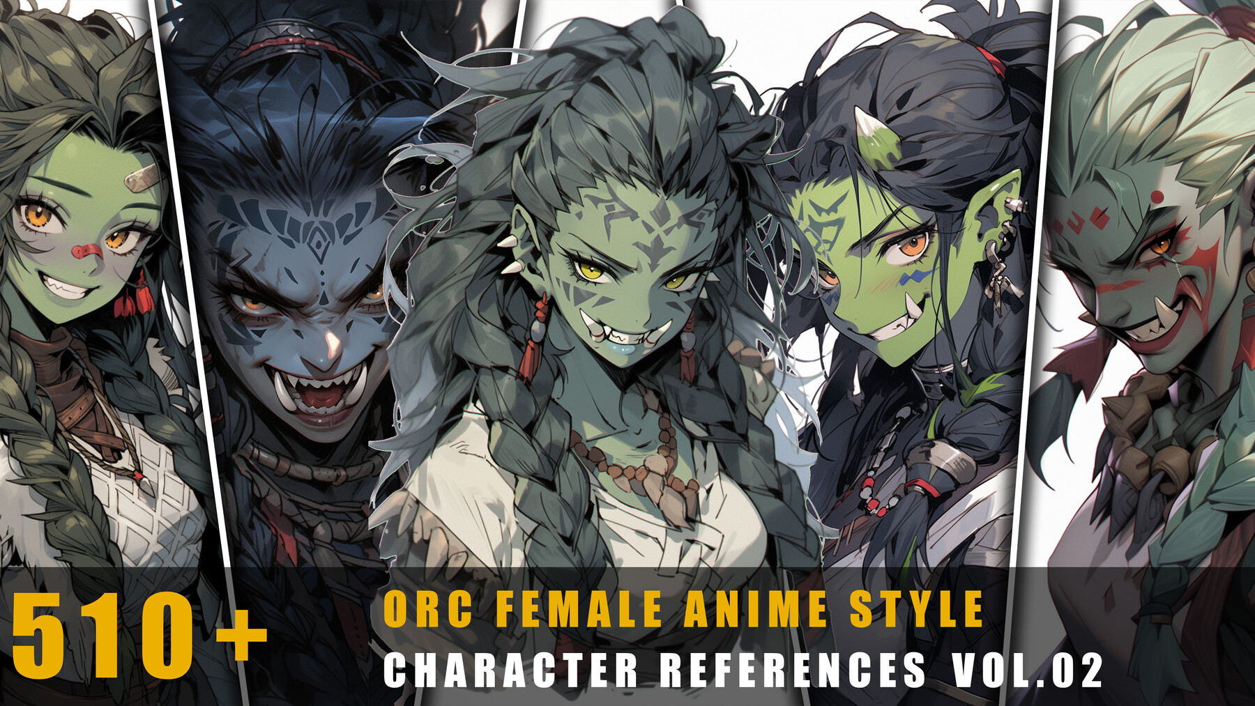 510+ Orc Female Anime Style - Character References Vol.02