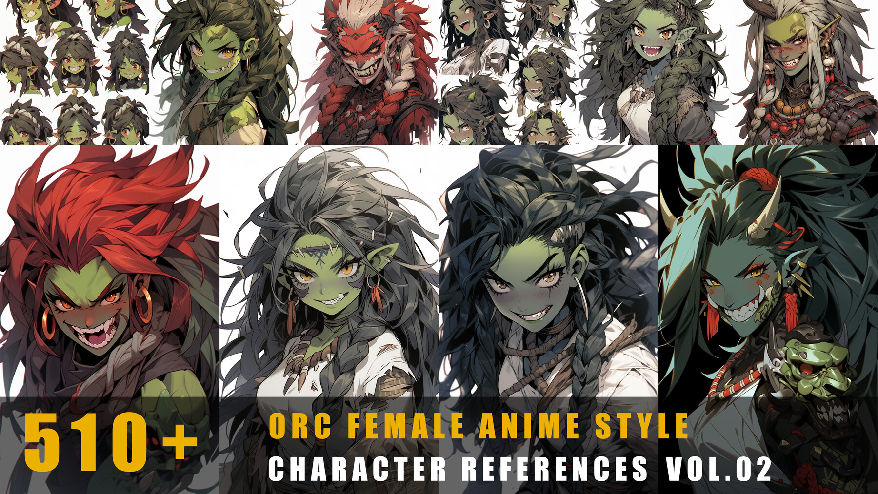 510+ Orc Female Anime Style - Character References Vol.02