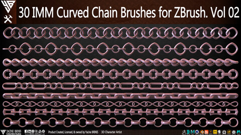 30 IMM Curved Chain Brushes for ZBrush Volume 02