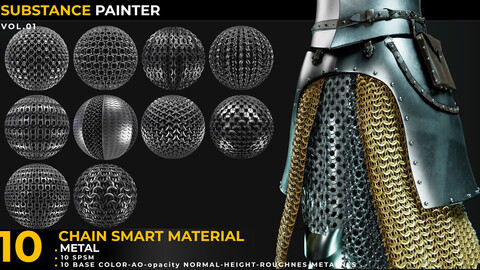 10 Material Chain seamles sbsar - texture 4k vol 01