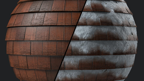 Roof Tile Materials 75- Wooden Roofing By Snow | Sbsar, Seamless, Pbr, 4k