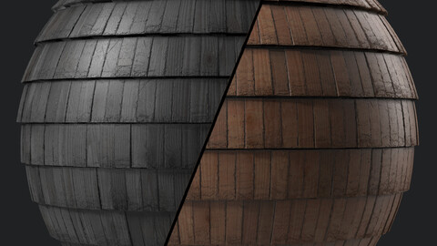 Roof Tile Materials 76- Wooden Roofing By Snow | Sbsar, Seamless, Pbr, 4k