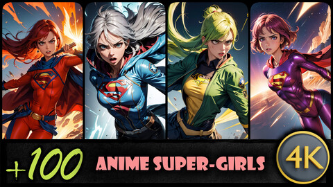 100 Anime Super-Girls ( SuperHeroes Edition Vol.05) | 4K Images |