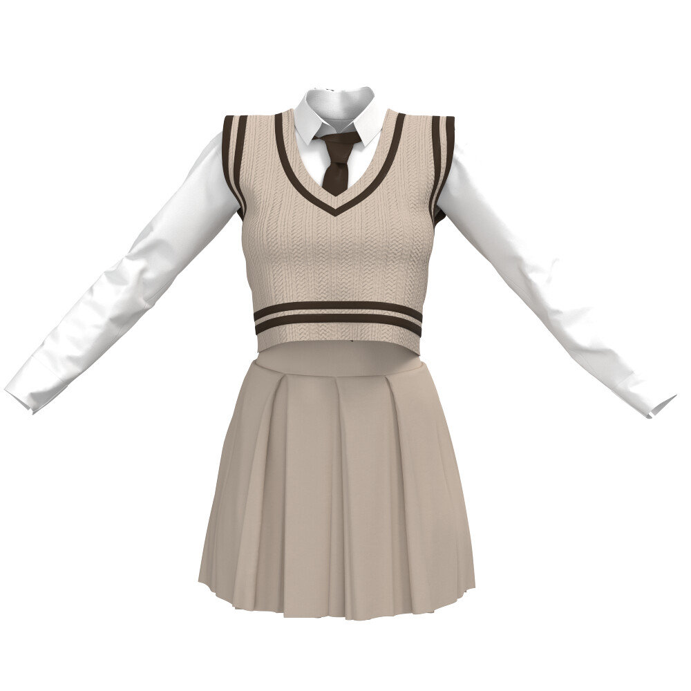 ArtStation - school girl uniform/costume/outfit (marvelous designer ...