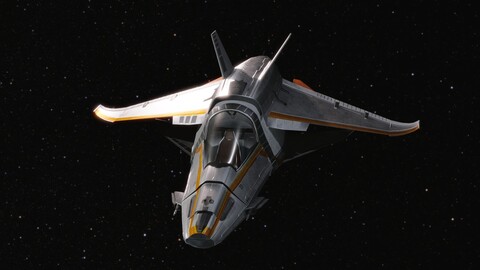 Space Ship Fighter- Rigged- High Resolution Textured