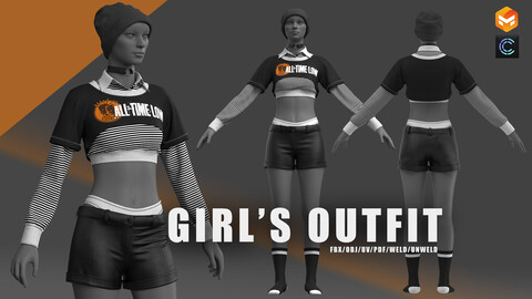 Girl's outfit/full style/clo3d